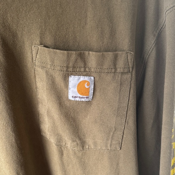 CARHARTT Vintage Olive Long Sleeve Tee | Side Arm Logo | Large - Picture 3 of 9